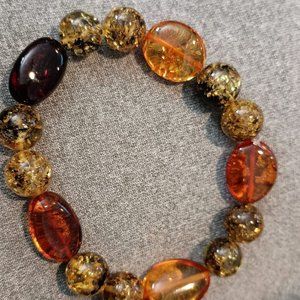 Unisex 7 inch multi-colored Baltic Amber stretch bracelet